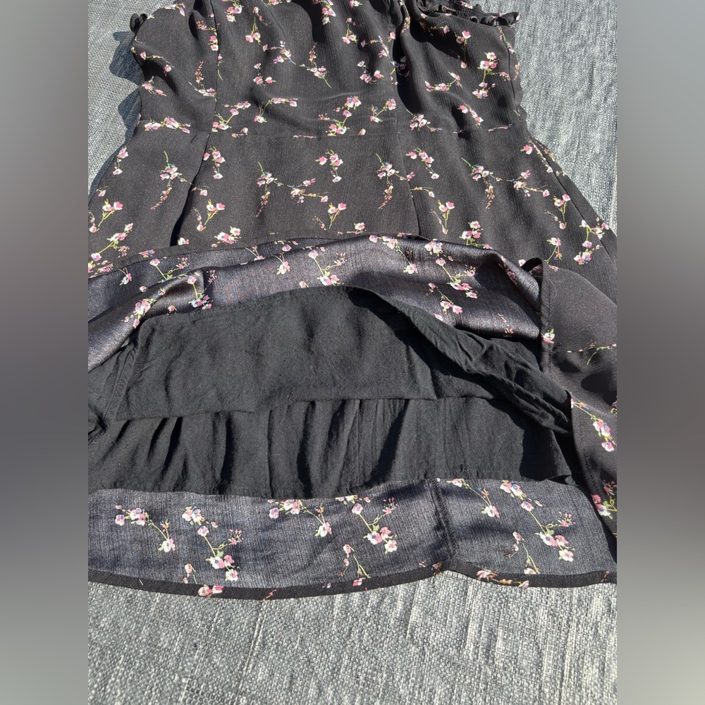 Lulus In The Garden Black Floral Print Skater Dress - Size L - Picture 8 of 10